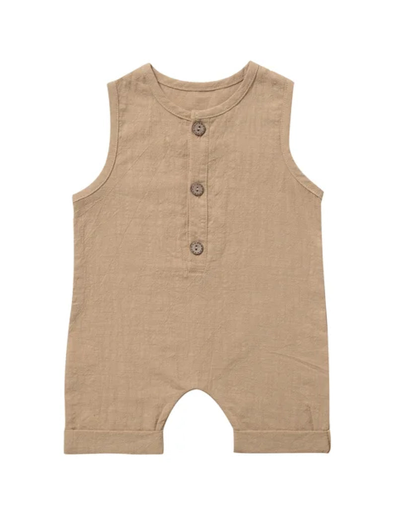 INS New Children'S Jumpsuit Cotton and Linen Solid Color Newborn Crawler Unisex Bodysuit Baby Diaper Cover