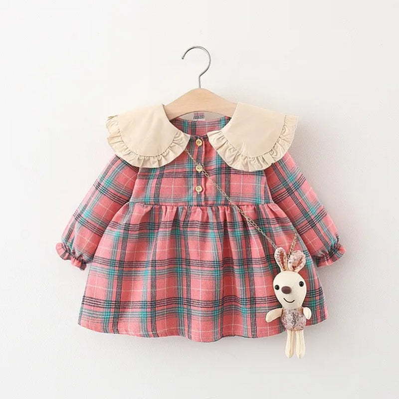 2024 Fall Newborn Baby Girl Dress Clothes Toddler Girls Princess Plaid Birthday Dresses for Infant Baby Clothing 0-2Y Vestidos