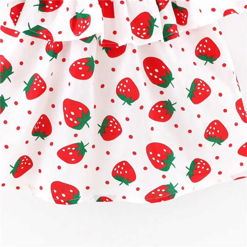 Strawberry Print off Shoulder Infant Dress Summer New Pattern Girl Baby Dress Cartoon Loose Girl Children'S Clothes