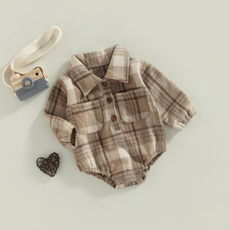 0-24M Christmas Newborn Infant Baby Boys Romper Plaid Print Jumpsuit Playsuit Autumn Spring Long Sleeve Toddler Clothes