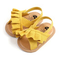 2023 0-18Months Baby Girl Summer Sandals Cute Ruffle Solid Color Flats Non-Slip Soft Sole Infant First Walkers