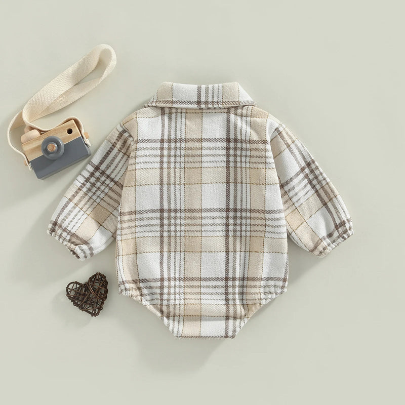 0-24M Christmas Newborn Infant Baby Boys Romper Plaid Print Jumpsuit Playsuit Autumn Spring Long Sleeve Toddler Clothes