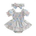 0-24M Summer Baby Girl Romper Newborn Infant Baby Floral Print Ruffle Jumpsuit Playsuit Sunsuit Headband Outfits