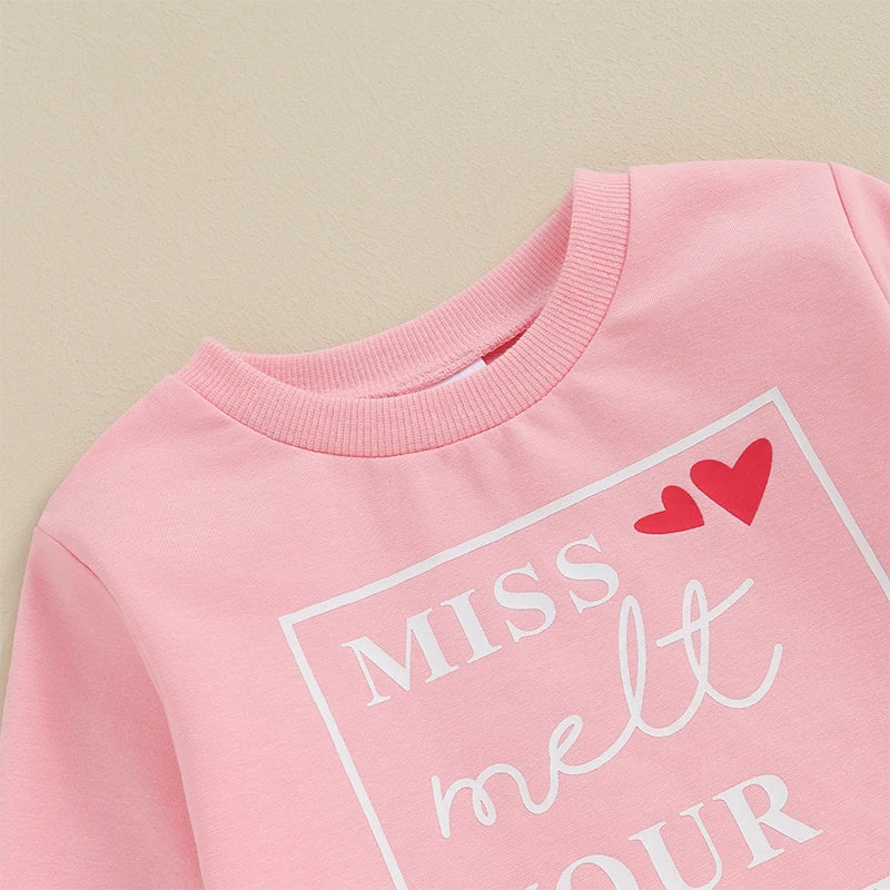 Toddler Baby Girls Clothes 2 Pieces Jogger Set Pink Sassy Girls Suit Long Sleeve Sweatshirt Top Drawstring Pants Set Tracksuit