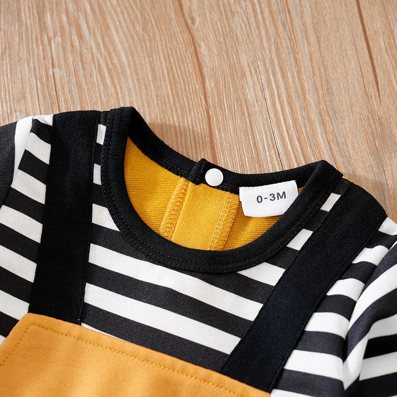 Baby Jumpsuit Cute Cartoon Strap with 3D Zebra Print for Comfortable and Soft Spring and Autumn Long Sleeves 0-18Mnewbornclothes