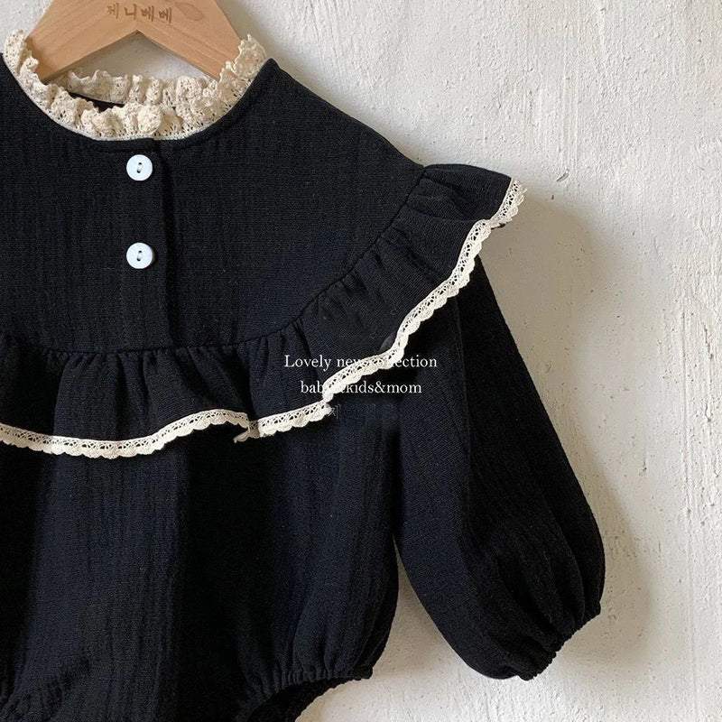 Elegant Princess Girls Romper Spring Fall Long Sleeve Infant Baby Bodysuit Ruffles Lace Toddler Girls Jumpsuit Baby Outfits Xmas