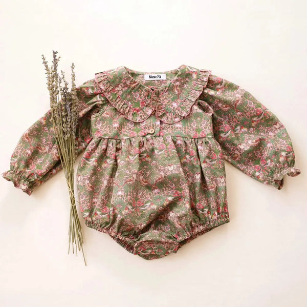 Vintage Floral Baby Girl Romper Spring Baby Girl Clothes for Wedding Party