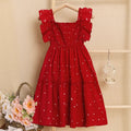 Summer Girl Clothes Sleeveless Dress Lace Cuff Suspender Dress Square Neck Polka Dot Princess Skirt Elegant Party Dress