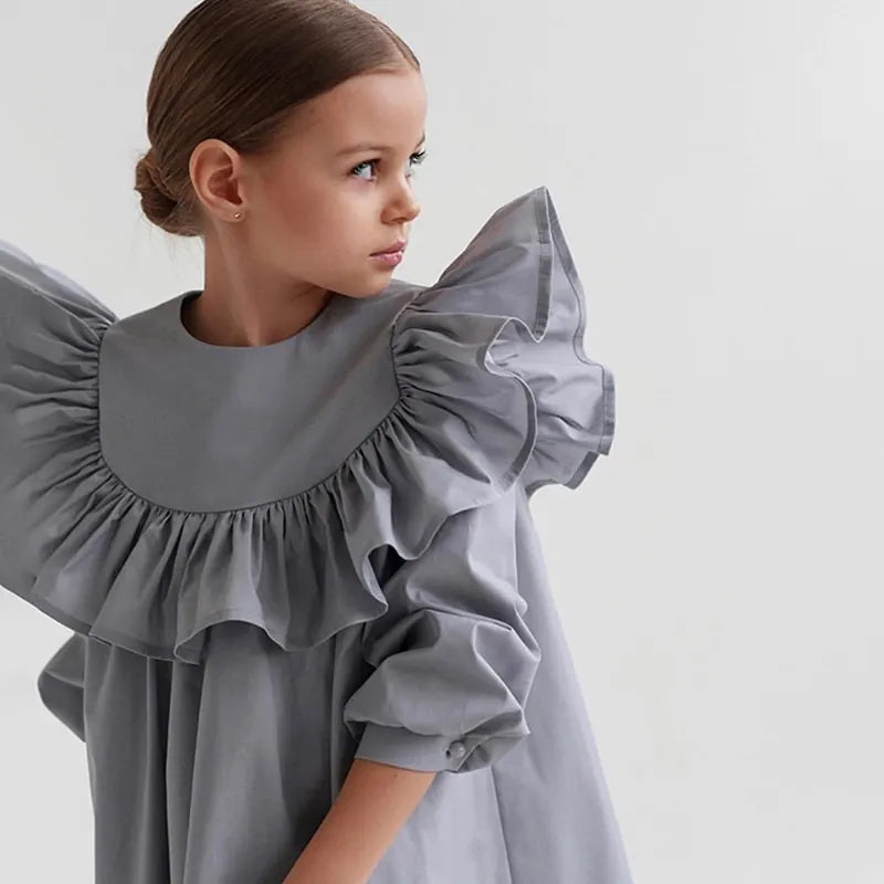 Baby Girl Cotton Princess Ruffle Dress Long Sleeve Spring Autumn Infant Toddler Girl Vestido High Quality Baby Clothes 2-10Y