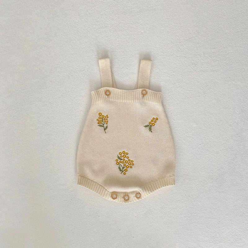 Spring Baby Girl'S Treasure Embroidered Hollow Long Sleeved Knitted Coat+Flower Knitted Romper 2 Pieces Can Be Sorted