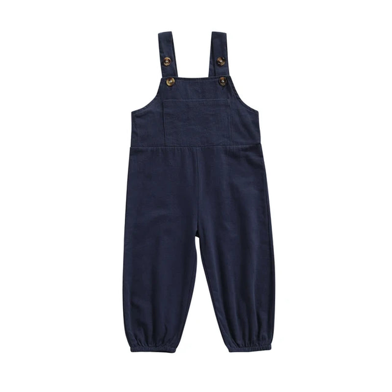 1-6Y Kids Suspender Pants Overalls Baby Boys Girls Clothes Solid Color Button Loose Bib Pants Children Romper Jumpsuits