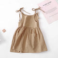 Children Girls Summer Casual Dress Solid Suspender with Pocket Cute Clothes for 2-6T Girls Princess Wedding Party Gift Costume