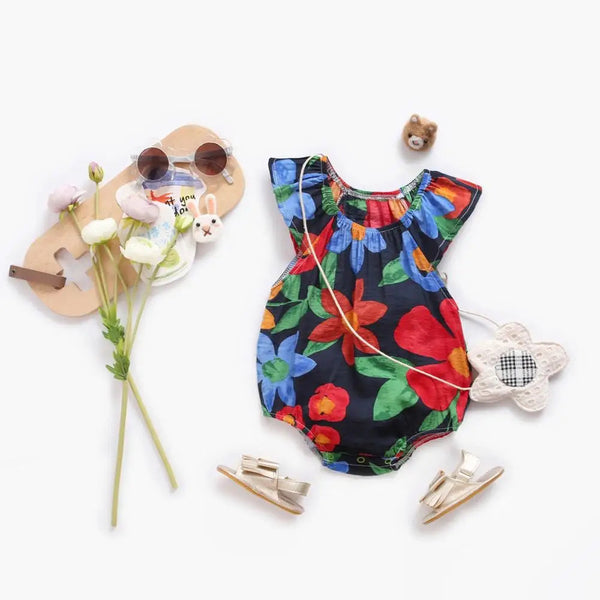 Flowers Baby Bodysuit Summer Cotton Baby Girls Clothes Sleeveless Infant Bodysuits Cute