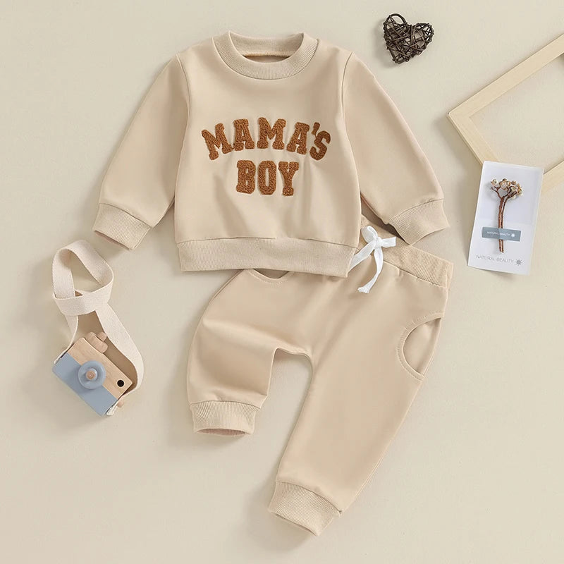 2023-09-20 0-3Y Newborn Toddler Baby Boy Fall Winter Outfits Letter Crewneck Sweatshirt Casual Pants Set 2Pcs Clothes