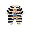 Baby Rompers Thicken Lining Boys Clothes Striped Girls Jumpsuits Bear Outfit