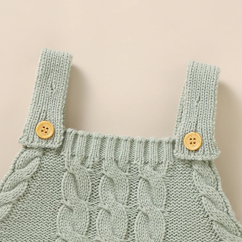 Infant Boys Girls Sleeveless Rompers Clothes 0-18M Newborn Babies Solid Color Knitted Jumpsuits Outfit Spring Fall Children Wear