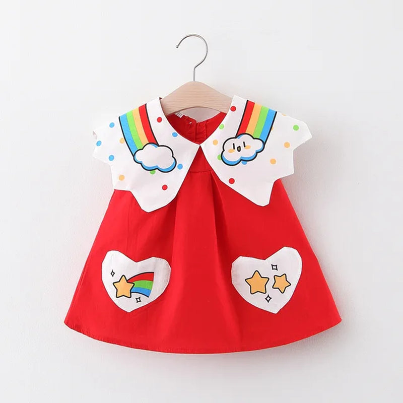 Summer Baby Girl Party Dresses Rainbow Sleeveless Children Clothes Simple Cotton Vibrant Toddler 0 to 3 Years Old Kids Costume