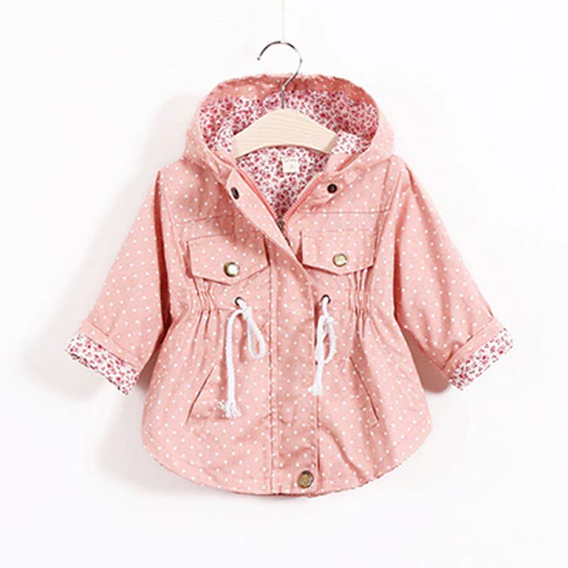 2021 Spring Autumn Girls Windbreaker Coat Jackets Baby Kids Flower Embroidery Hooded Outwear for Baby Kids Coats Jacket Clothing