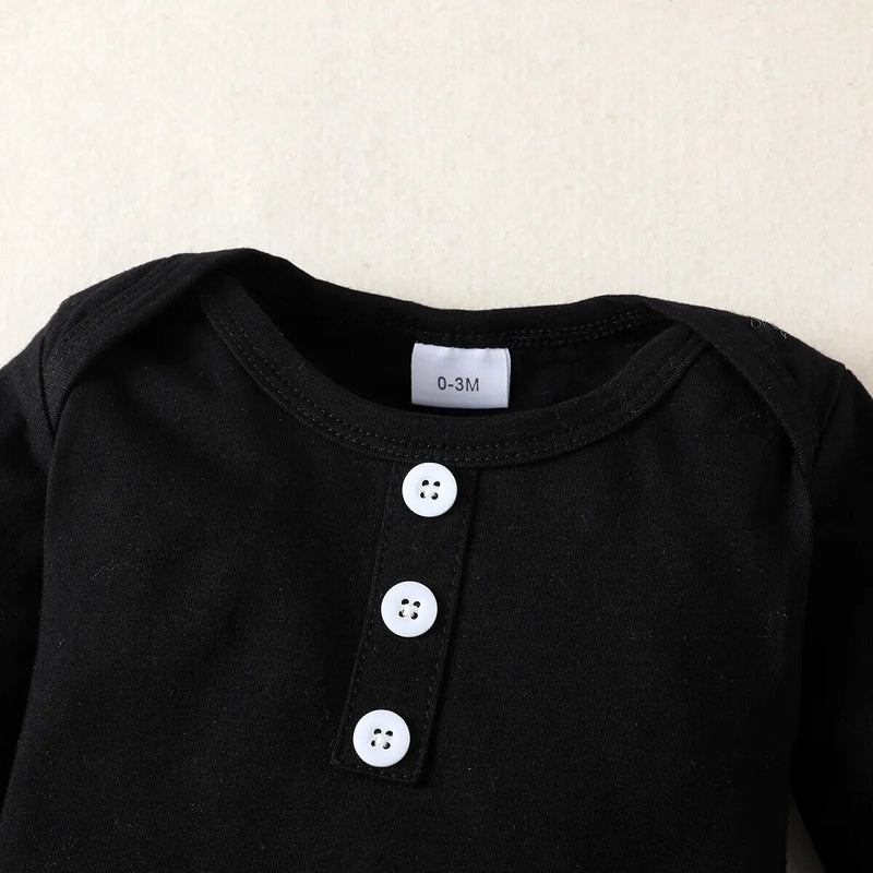 0-2-Year-Old Newborn Baby Girl Black Long-Sleeved Shirt with Leopard Print Trousers Fashion Suit