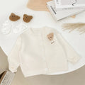 Newborn Baby Girls/Boys Spring and Autumn Knitted Coat Cute Korean O-Neck Travel Cartoon Bear Long Sleeved Fashion Soft Casual