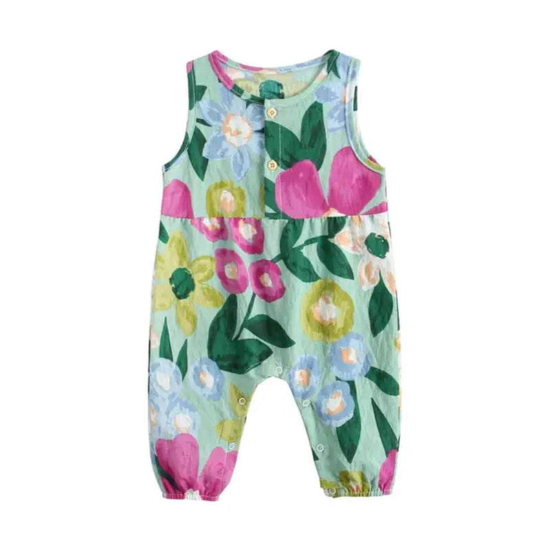 Flowers Baby Girls Bodysuits Sleeveless Summer Baby Bodysuit Cotton Baby Clothing for Newborn