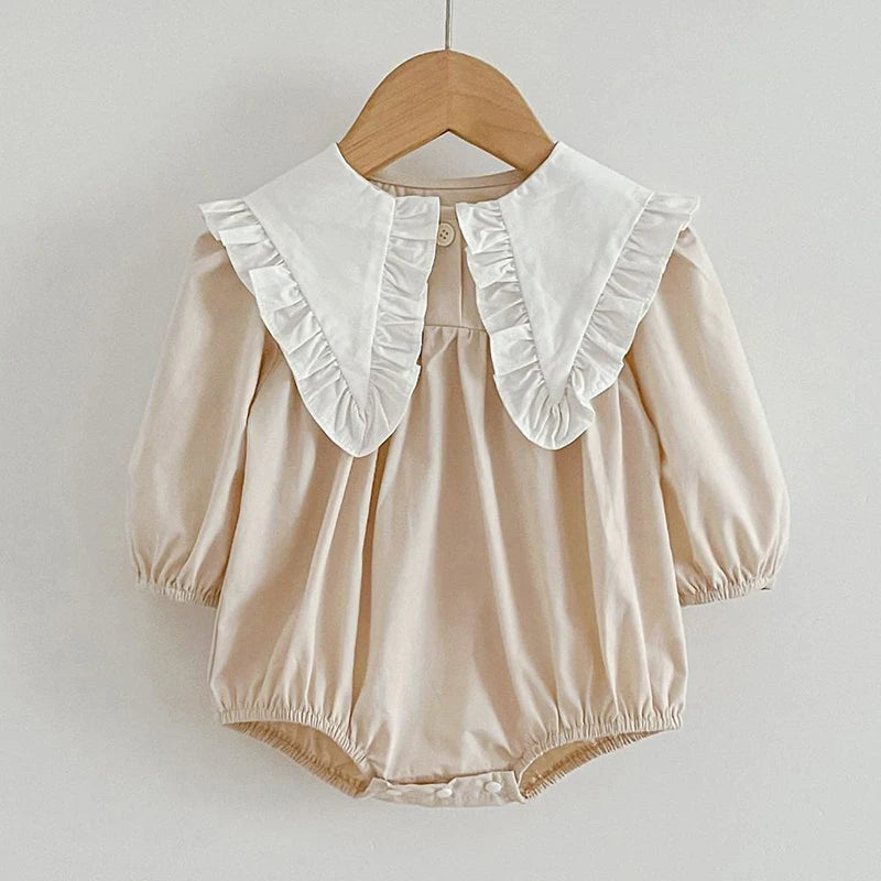 Infant Kids Baby Girls Long Sleeve Sweet Solid Color Sisters Dress Spring Autumn Newborn Baby Girls Princess Clothes Rompers