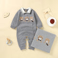 Newborn Baby Clothing Set 100%Cotton Knit Infant Girl Boy Romper +Blanket Cute Bears Toddler Long Sleeve Jumpsuit +Bedding Quilt