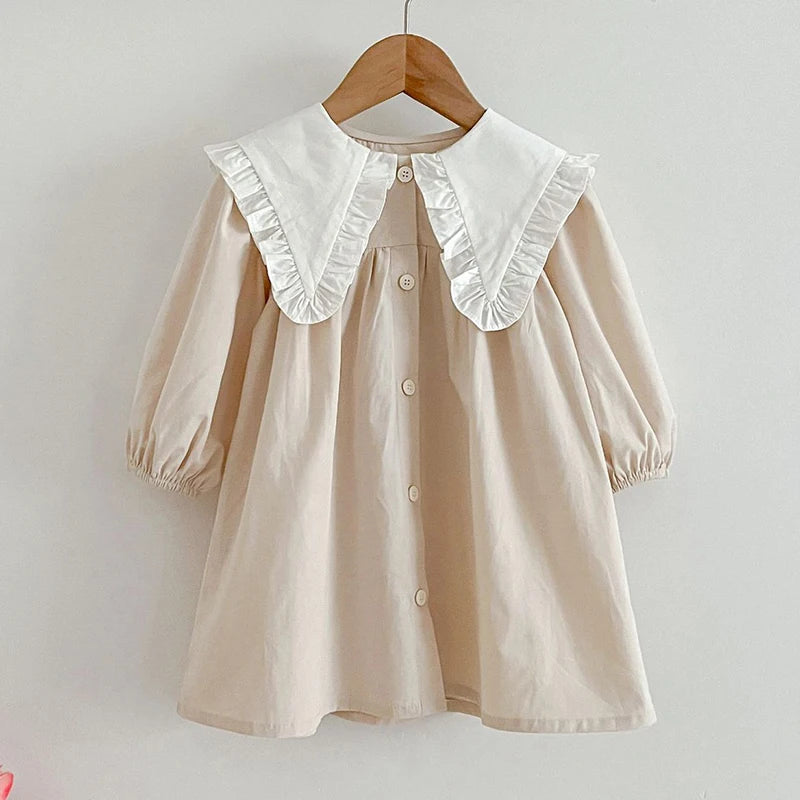 Infant Kids Baby Girls Long Sleeve Sweet Solid Color Sisters Dress Spring Autumn Newborn Baby Girls Princess Clothes Rompers