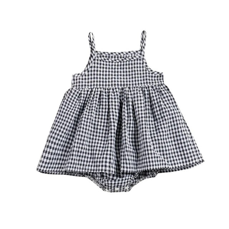 Baby Girls Summer Plaid Rompers Newborn Kids Sleeveless Dress-Like Bodysuits Infants Onepiece Clothes