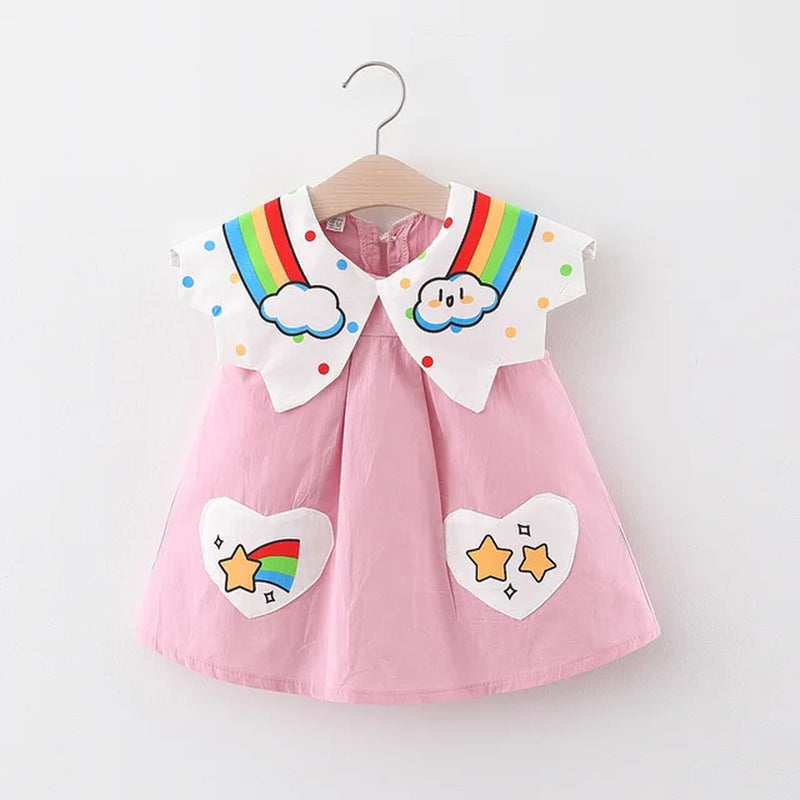 Summer Baby Girl Party Dresses Rainbow Sleeveless Children Clothes Simple Cotton Vibrant Toddler 0 to 3 Years Old Kids Costume