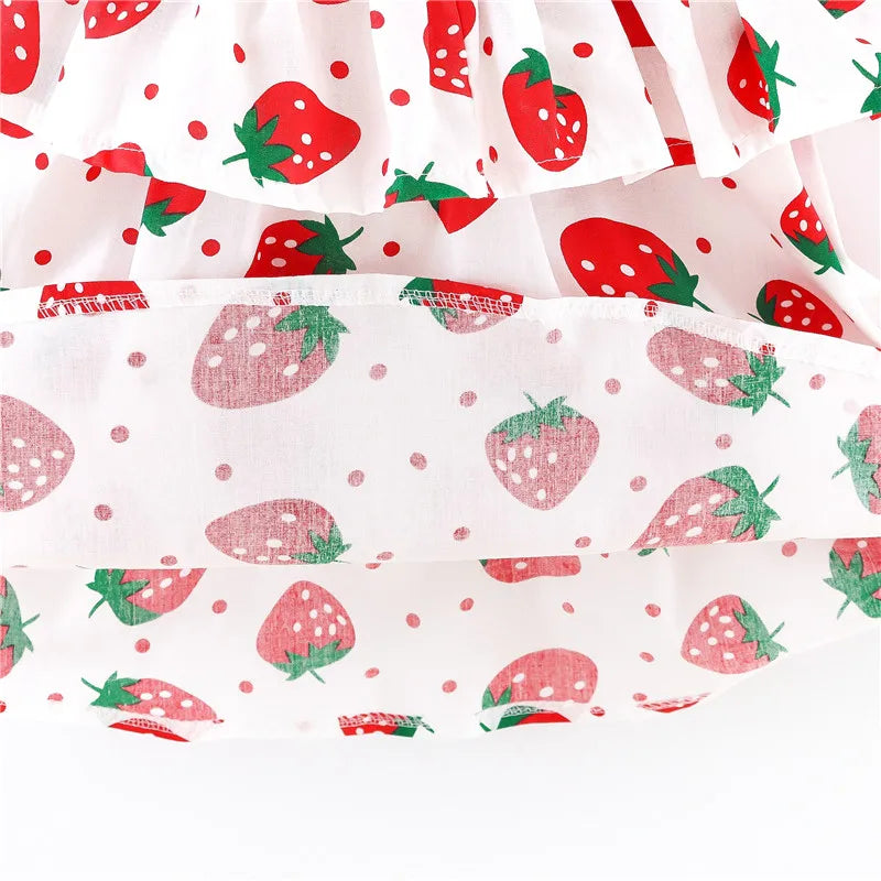 Strawberry Print off Shoulder Infant Dress Summer New Pattern Girl Baby Dress Cartoon Loose Girl Children'S Clothes