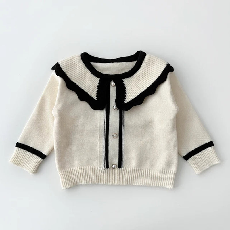 Autumn Newborn Baby Girls Knitted Ruffled Top Large PP Pants Korean Soft Baby Set Children'S Fashion Casual Suit Baby Clothes