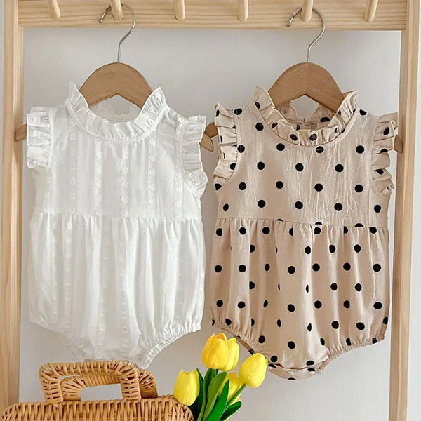 Summer Newborn Kids Baby Girls Dot Rompers New Infant Kids Baby Girls Sleeveless Solid Color Rompers Clothes