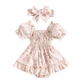 0-24M Summer Baby Girl Romper Newborn Infant Baby Floral Print Ruffle Jumpsuit Playsuit Sunsuit Headband Outfits