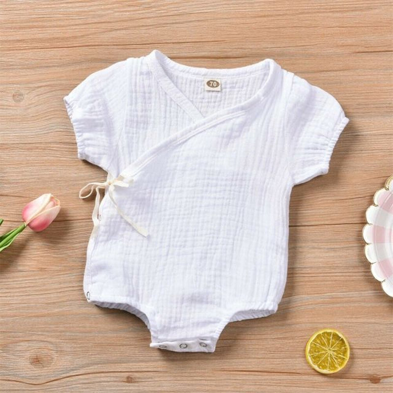 0-18M Kids Summer Short Sleeve Plain Romper Elegant Casual Cute Lovely Girls Outfits Newborn Sunsuit Baby Boy Clothes