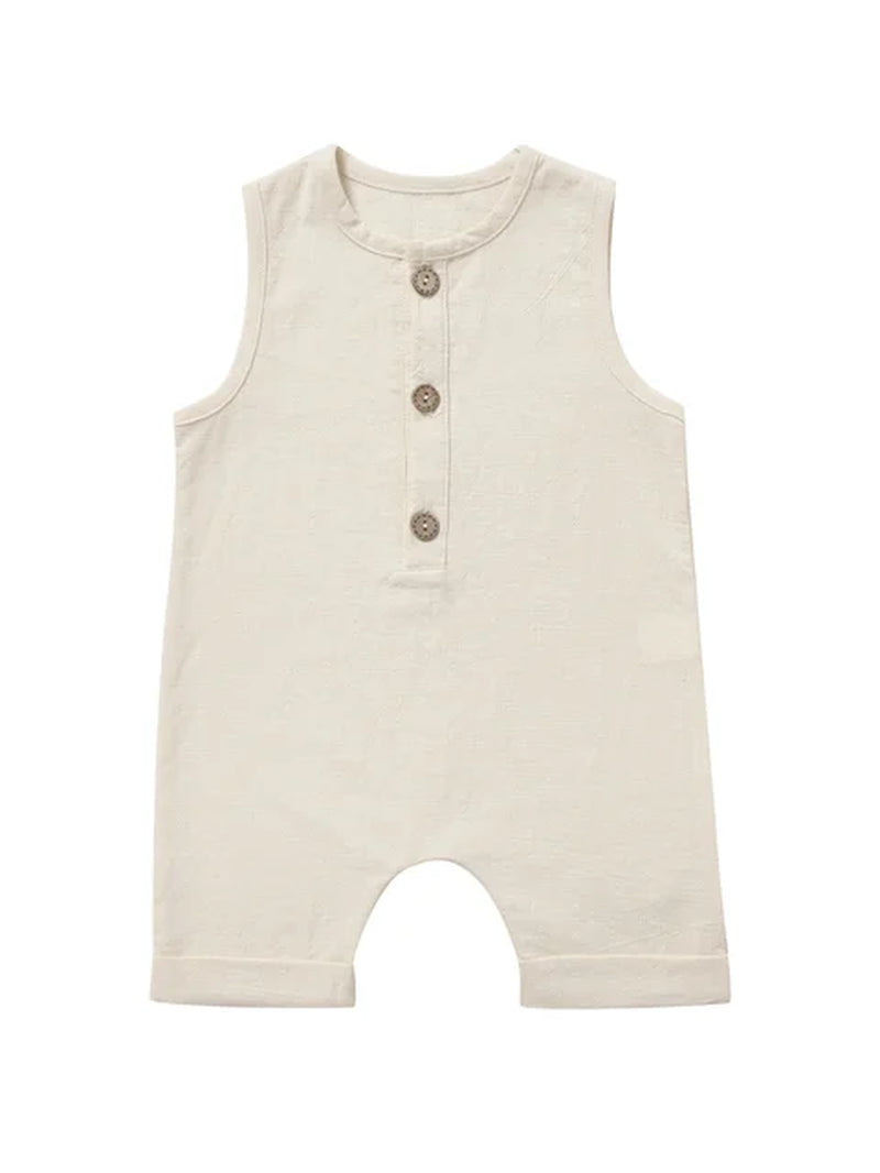 INS New Children'S Jumpsuit Cotton and Linen Solid Color Newborn Crawler Unisex Bodysuit Baby Diaper Cover