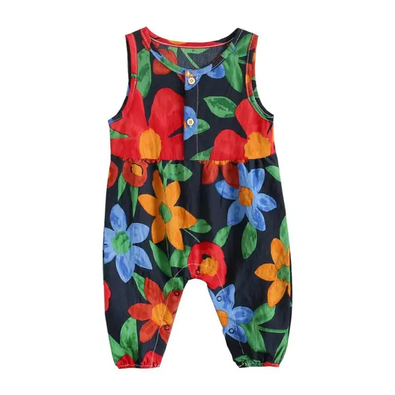 Flowers Baby Girls Bodysuits Sleeveless Summer Baby Bodysuit Cotton Baby Clothing for Newborn