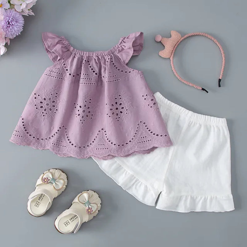 Toddler Girls Clothes Sets 2024 Fashion Summer Solid Color Ruched Tops+Shorts 2 Piece Outfits Set Kids Girls Clothes 0-2 Years