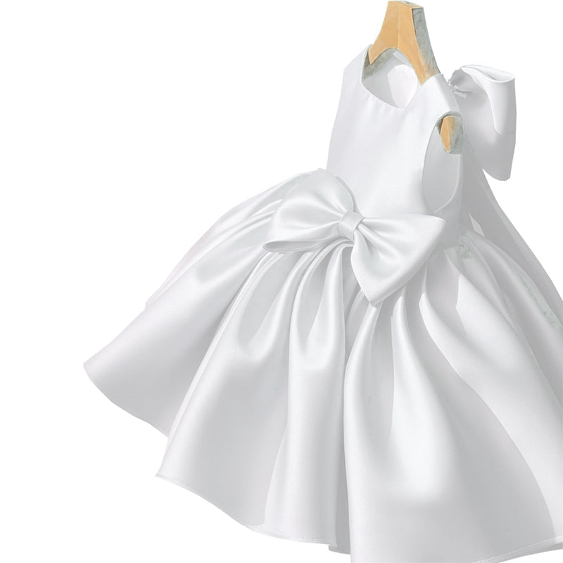 Big Bow Princess Sweet Kids Tutu Toddler Birthday Party Newborn Christening Children Baptism Baby Girls Clothes Summer Dresses