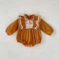 Spring and Autumn Baby Clothing 0-3 Year Old Girl Fashion Mustard Yellow Flying Collar Long Sleeved Sweetheart Jumpsuit