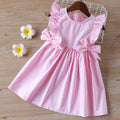 2023 Baby Summer Dress New Girls' Clothing Ruffle Sleevele Princess Frocks Big-Bow Fashion Kids Baby Girl Dress