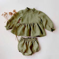 Princess Baby Girls Clothes Sets Summer Spring Linen Cotton Girls Blouse + Bottom Shorts 0-2 Y Baby Girl Clothing Outfits