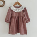 Infant Kids Baby Girls Long Sleeve Lace Collar Grid Sisters Dress Autumn Newborn Kids Baby Girls Princess Clothes Rompers