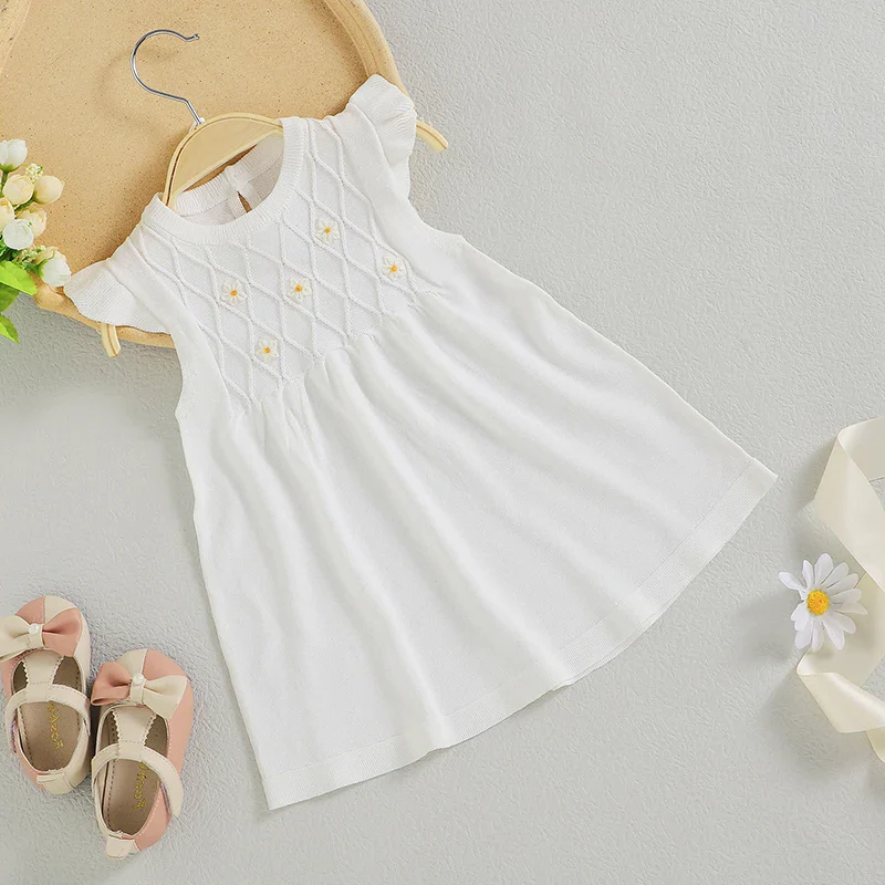 Baby Dress Summer Sleeveless Newborn Girl Solid Gown Fashion Cute Infant Toddler Clothing 0-18M White Skirl Hot Sold