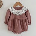 Infant Kids Baby Girls Long Sleeve Lace Collar Grid Sisters Dress Autumn Newborn Kids Baby Girls Princess Clothes Rompers