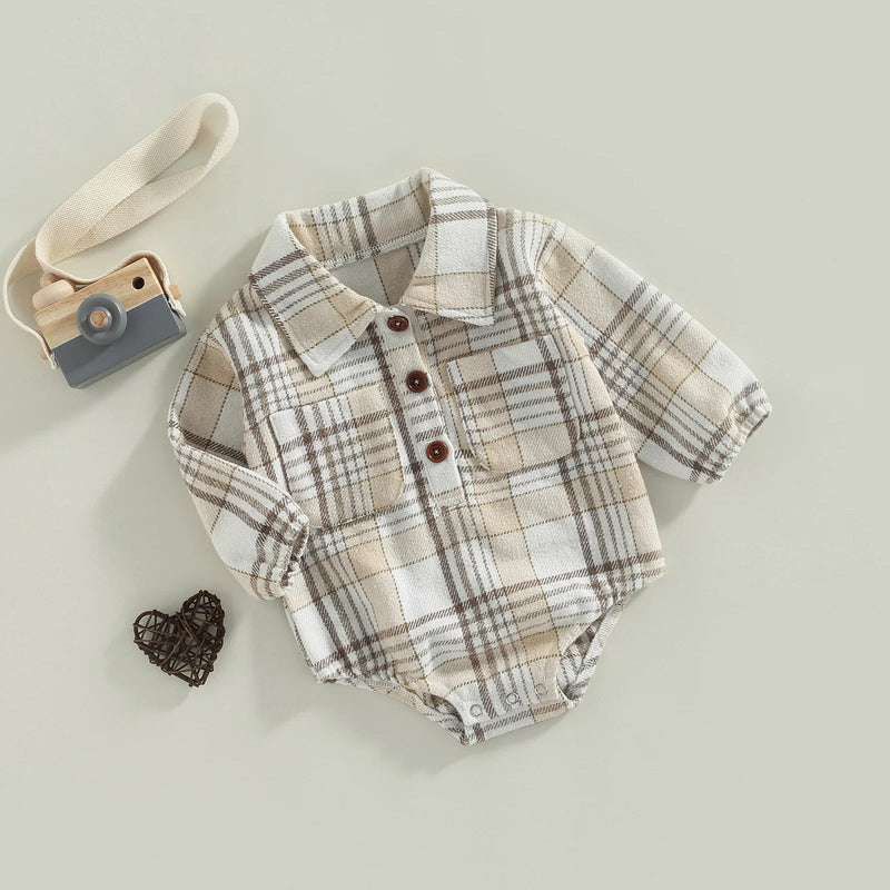 0-24M Christmas Newborn Infant Baby Boys Romper Plaid Print Jumpsuit Playsuit Autumn Spring Long Sleeve Toddler Clothes