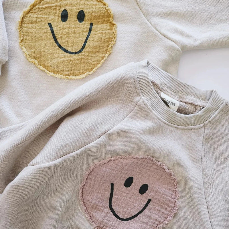 Baby Girls Boys Smiley Face Sweatshirt Romper Long Sleeve Romper Loose Cotton Infant Kids Hooded Body Bebe Fille Strampler Hot