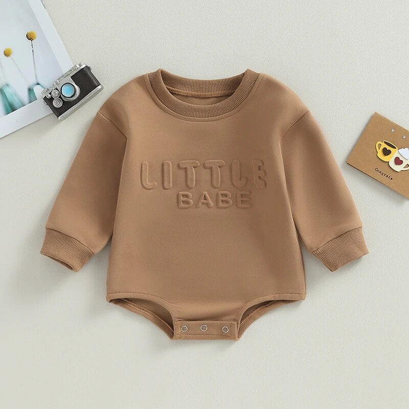 Toddler Newborn Infant Girl Boy Baby Sweatshirt Rompers Solid Color Letter Pattern Long Sleeve Jumpsuit Cute Clothes