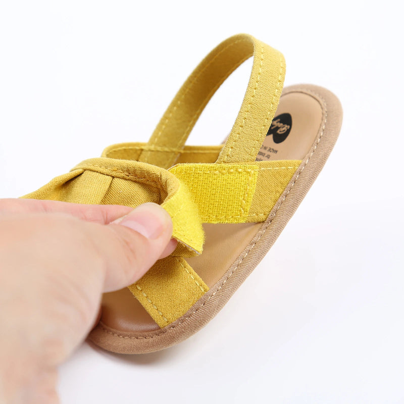 2023 0-18Months Baby Girl Summer Sandals Cute Ruffle Solid Color Flats Non-Slip Soft Sole Infant First Walkers