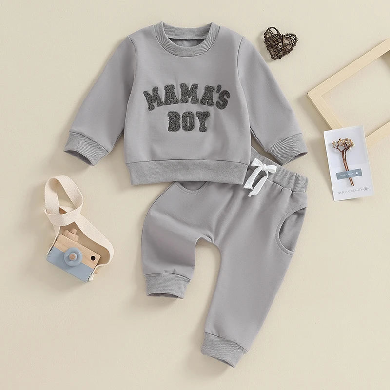 2023-09-20 0-3Y Newborn Toddler Baby Boy Fall Winter Outfits Letter Crewneck Sweatshirt Casual Pants Set 2Pcs Clothes